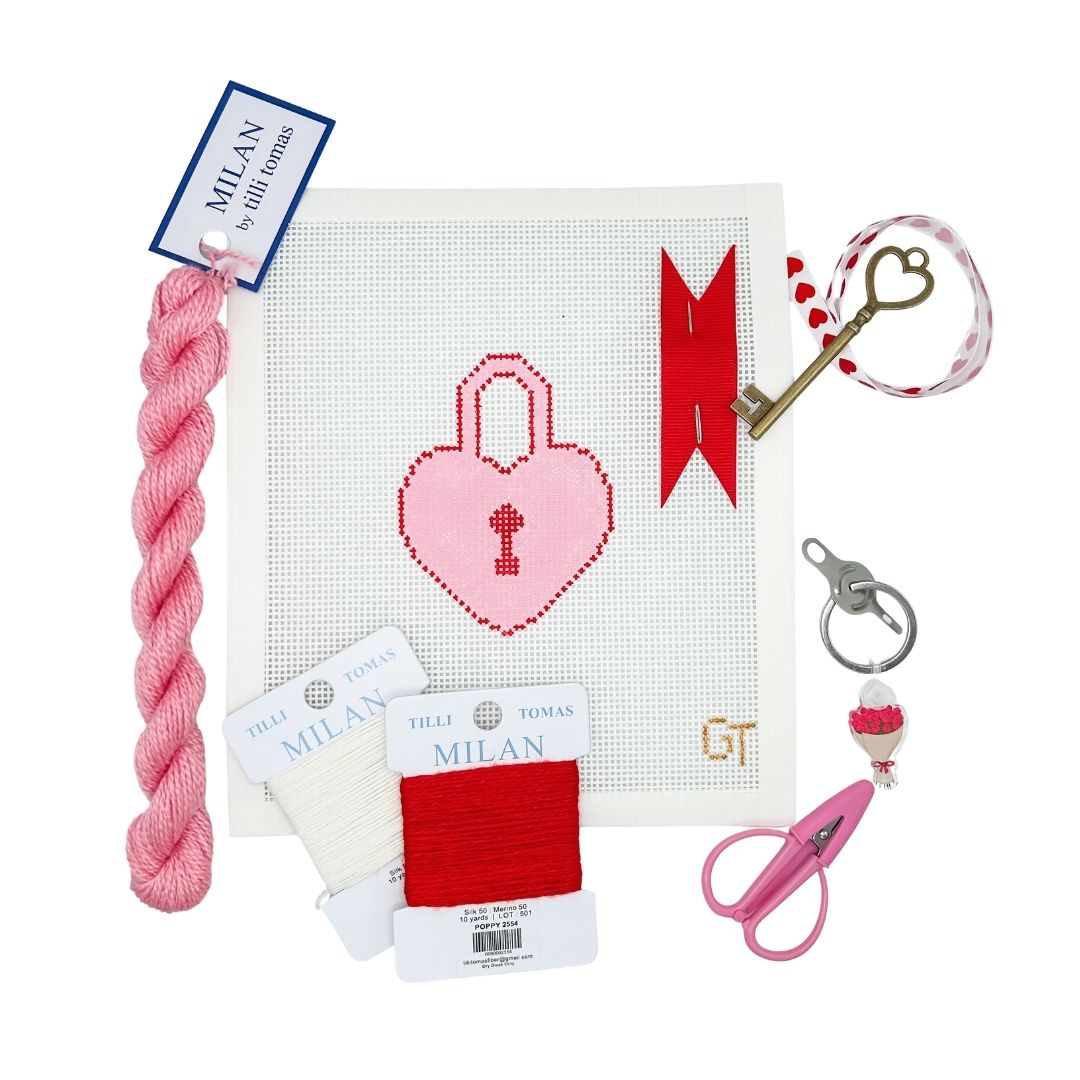 Heart Lock 13 Mesh Beginner Needlepoint Kit