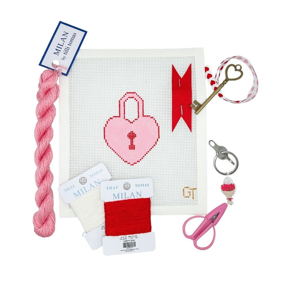 Heart Lock 13 Mesh Beginner Needlepoint Kit