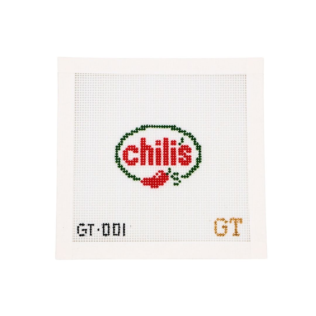 Spicy Restaurant Needlepoint Canvas. 13 mesh beginner needlepoint project.