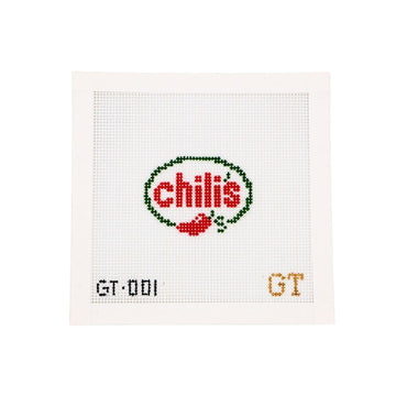 Spicy Restaurant Needlepoint Canvas. 13 mesh beginner needlepoint project.