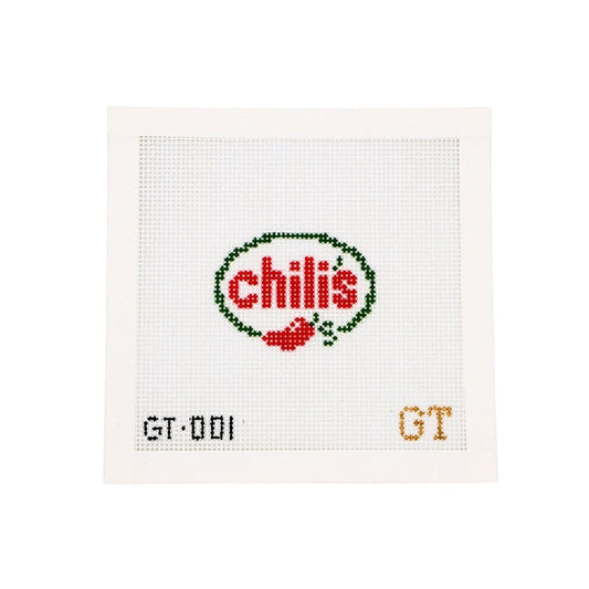 Spicy Restaurant Needlepoint Canvas. 13 mesh beginner needlepoint project.