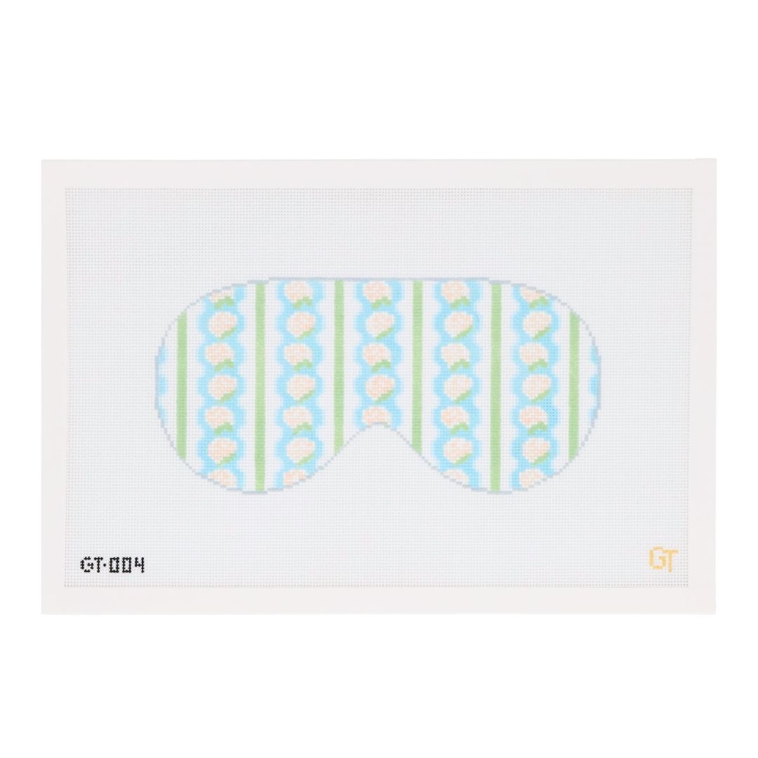 Hydrangea patterned sleep mask needlepoint canvas on 18 mesh