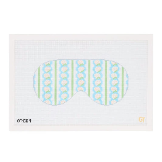 Hydrangea patterned sleep mask needlepoint canvas on 18 mesh