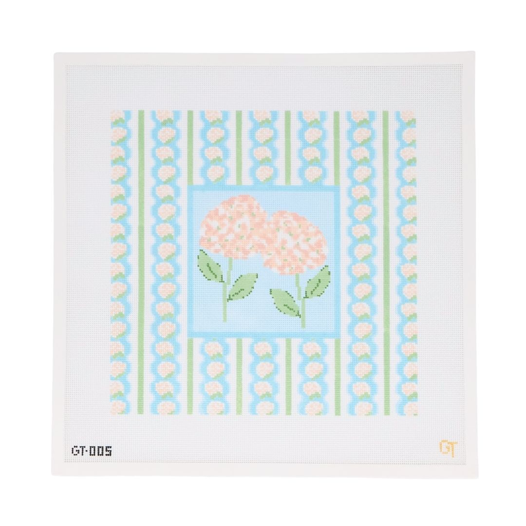 Hydrangea Pillow 12 x 12 inch needlepoint canvas 