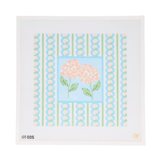 Hydrangea Pillow 12 x 12 inch needlepoint canvas 