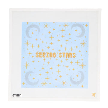 Seeing Stars and moon large 12 x 12 inch needlepoint pillow. 13 Mesh canvas for pillow or decor.