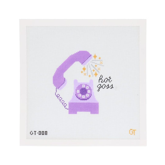 Hot Gossip Needlepoint Canvas 18 mesh purple phone